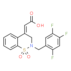 ChemSpider 2D Image | (2Z)-[1,1-Dioxido-2-(2,4,5-trifluorobenzyl)-2,3-dihydro-4H-1,2-benzothiazin-4-ylidene]acetic acid | C17H12F3NO4S