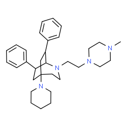 ChemSpider 2D Image | 2-[2-(4-Methyl-1-piperazinyl)ethyl]-7,8-diphenyl-5-(1-piperidinyl)-2-azabicyclo[3.2.2]nonane | C32H46N4