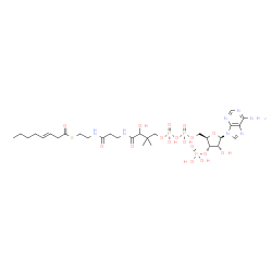 ChemSpider 2D Image | S-{1-[(2R,3S,4R,5R)-5-(6-Amino-9H-purin-9-yl)-4-hydroxy-3-(phosphonooxy)tetrahydro-2-furanyl]-3,5,9-trihydroxy-8,8-dimethyl-3,5-dioxido-10,14-dioxo-2,4,6-trioxa-11,15-diaza-3lambda~5~,5lambda~5~-dipho
sphaheptadecan-17-yl} (3E)-3-octenethioate | C29H48N7O17P3S