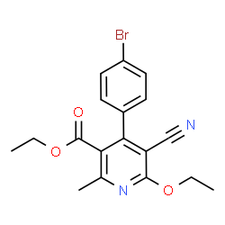 ChemSpider 2D Image | Ethyl 4-(4-bromophenyl)-5-cyano-6-ethoxy-2-methylnicotinate | C18H17BrN2O3