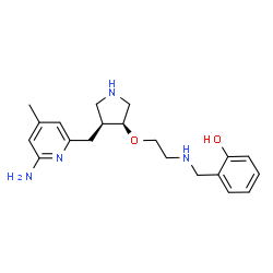 ChemSpider 2D Image | 2-({[2-({(3S,4S)-4-[(6-Amino-4-methyl-2-pyridinyl)methyl]-3-pyrrolidinyl}oxy)ethyl]amino}methyl)phenol | C20H28N4O2