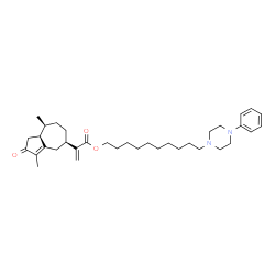 ChemSpider 2D Image | 10-(4-Phenyl-1-piperazinyl)decyl 2-[(5R,8S,8aS)-3,8-dimethyl-2-oxo-1,2,4,5,6,7,8,8a-octahydro-5-azulenyl]acrylate | C35H52N2O3