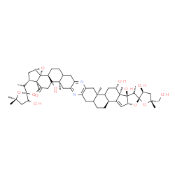 ChemSpider 2D Image | (2R,3S,3'S,3''S,4'S,4a'S,5a'S,6a'R,6b'S,11a'R,13'S,13a'S,13b'R,14'R,16a'R,17b'S,22a'R,22b'S,24a'R)-3,3'',13',13b',22b'-Pentahydroxy-5-(hydroxymethyl)-4',5,5'',5'',11a',13a',14',22a'-octamethyl-4,4',4'
',4a',5,5',5'',5a',7',8',8a',9',11',11a',11b',12',13',13a',13b',14',16a',17b',18',19',19a',20',22',22a',22b',23'-triacontahydro-3H,3''H-dispiro[furan-2,15'-furo[3'',2'':3',4']cyclopenta[1',2':5,6]naph
tho[1,2-b]oxireno[1',5']pyrano[3'',4'':2',3']cyclopenta[1',2':5,6]naphtho[1,2-i]phenazine-3',2''-furan]-24'(6b'H)-one | C54H74N2O12