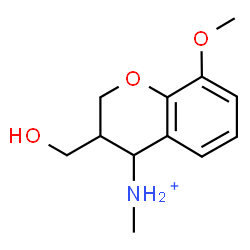 ChemSpider 2D Image | 3-(Hydroxymethyl)-8-methoxy-N-methyl-4-chromanaminium | C12H18NO3