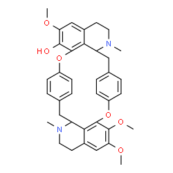 ChemSpider 2D Image | 5,19,20-Trimethoxy-10,25-dimethyl-2,17-dioxa-10,25-diazaheptacyclo[26.2.2.2~13,16~.1~3,7~.1~18,22~.0~11,36~.0~26,33~]hexatriaconta-1(30),3(36),4,6,13,15,18(33),19,21,28,31,34-dodecaen-4-ol | C37H40N2O6