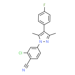 ChemSpider 2D Image | 2-Chloro-4-[4-(4-fluorophenyl)-3,5-dimethyl-1H-pyrazol-1-yl]benzonitrile | C18H13ClFN3