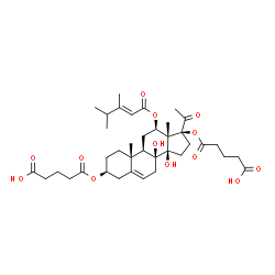 ChemSpider 2D Image | 5,5'-{[(3beta,12beta,14beta,17alpha)-12-{[(2E)-3,4-Dimethyl-2-pentenoyl]oxy}-8,14-dihydroxy-20-oxopregn-5-ene-3,17-diyl]bis(oxy)}bis(5-oxopentanoic acid) | C38H54O13