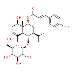 ChemSpider 2D Image | (1S,3S,4R,4aS,8R,8aR)-4-(beta-D-Glucopyranosyloxy)-8-hydroxy-3-isopropyl-5,8a-dimethyl-1,2,3,4,4a,7,8,8a-octahydro-1-naphthalenyl (2E)-3-(4-hydroxyphenyl)acrylate | C30H42O10