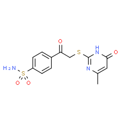 ChemSpider 2D Image | 4-{[(4-Methyl-6-oxo-1,6-dihydro-2-pyrimidinyl)sulfanyl]acetyl}benzenesulfonamide | C13H13N3O4S2