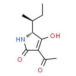 ChemSpider 2D Image | (5R)-3-Acetyl-5-[(2S)-2-butanyl]-4-hydroxy-1,5-dihydro-2H-pyrrol-2-one | C10H15NO3
