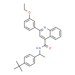 ChemSpider 2D Image | 2-(3-Ethoxyphenyl)-N-{1-[4-(2-methyl-2-propanyl)phenyl]ethyl}-4-quinolinecarboxamide | C30H32N2O2