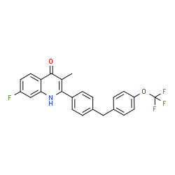 ChemSpider 2D Image | 7-Fluoro-3-methyl-2-{4-[4-(trifluoromethoxy)benzyl]phenyl}-4(1H)-quinolinone | C24H17F4NO2
