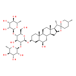 ChemSpider 2D Image | (3beta,5alpha,6beta,25R)-6-Hydroxyspirostan-3-yl 6-deoxy-alpha-L-mannopyranosyl-(1->2)-[6-deoxy-alpha-L-mannopyranosyl-(1->4)]-beta-D-glucopyranoside | C45H74O17
