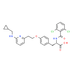ChemSpider 2D Image | (2S)-3-[4-[2-[6-(cyclopropylmethylamino)-2-pyridyl]ethoxy]phenyl]-2-[(2,6-dichlorobenzoyl)amino]propanoic acid | C27H27Cl2N3O4