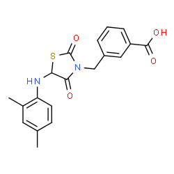 ChemSpider 2D Image | 3-({5-[(2,4-Dimethylphenyl)amino]-2,4-dioxo-1,3-thiazolidin-3-yl}methyl)benzoic acid | C19H18N2O4S