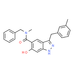 ChemSpider 2D Image | N-Benzyl-6-hydroxy-N-methyl-3-(3-methylbenzyl)-1H-indazole-5-carboxamide | C24H23N3O2
