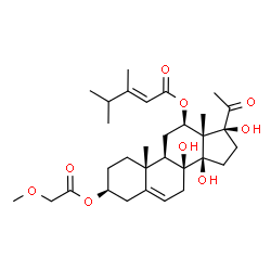 ChemSpider 2D Image | (3beta,12beta,14beta,17alpha)-8,14,17-Trihydroxy-3-(2-methoxyacetoxy)-20-oxopregn-5-en-12-yl (2E)-3,4-dimethyl-2-pentenoate | C31H46O9