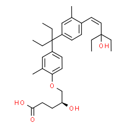 ChemSpider 2D Image | (4S)-5-[4-(3-{4-[(1Z)-3-Ethyl-3-hydroxy-1-penten-1-yl]-3-methylphenyl}-3-pentanyl)-2-methylphenoxy]-4-hydroxypentanoic acid | C31H44O5