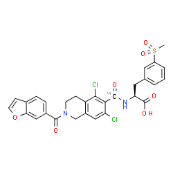 ChemSpider 2D Image | N-{[2-(1-Benzofuran-6-ylcarbonyl)-5,7-dichloro-1,2,3,4-tetrahydro-6-isoquinolinyl](oxo)(~14~C)methyl}-3-(methylsulfonyl)-L-phenylalanine | C2814CH24Cl2N2O7S