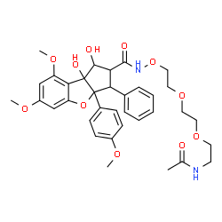 ChemSpider 2D Image | N-{2-[2-(2-Acetamidoethoxy)ethoxy]ethoxy}-1,8b-dihydroxy-6,8-dimethoxy-3a-(4-methoxyphenyl)-3-phenyl-2,3,3a,8b-tetrahydro-1H-benzo[b]cyclopenta[d]furan-2-carboxamide | C35H42N2O11