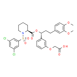 ChemSpider 2D Image | {3-[(1R)-1-[({(2S)-1-[(3,5-Dichlorophenyl)sulfonyl]-2-piperidinyl}carbonyl)oxy]-3-(3,4-dimethoxyphenyl)propyl]phenoxy}acetic acid | C31H33Cl2NO9S