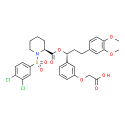 ChemSpider 2D Image | {3-[(1R)-1-[({(2S)-1-[(3,4-Dichlorophenyl)sulfonyl]-2-piperidinyl}carbonyl)oxy]-3-(3,4-dimethoxyphenyl)propyl]phenoxy}acetic acid | C31H33Cl2NO9S