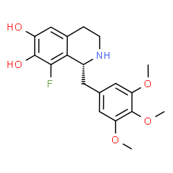 ChemSpider 2D Image | (1R)-8-Fluoro-1-(3,4,5-trimethoxybenzyl)-1,2,3,4-tetrahydro-6,7-isoquinolinediol | C19H22FNO5