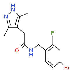 ChemSpider 2D Image | N-(4-Bromo-2-fluorobenzyl)-2-(3,5-dimethyl-1H-pyrazol-4-yl)acetamide | C14H15BrFN3O