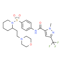 ChemSpider 2D Image | 1-Methyl-N-[4-({2-[2-(4-morpholinyl)ethyl]-1-piperidinyl}sulfonyl)phenyl]-3-(trifluoromethyl)-1H-pyrazole-5-carboxamide | C23H30F3N5O4S