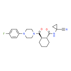 ChemSpider 2D Image | (1R,2R)-N-(1-Cyanocyclopropyl)-2-{[4-(4-fluorophenyl)-1-piperazinyl]carbonyl}cyclohexanecarboxamide | C22H27FN4O2