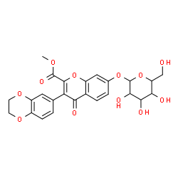 ChemSpider 2D Image | Methyl 3-(2,3-dihydro-1,4-benzodioxin-6-yl)-7-(hexopyranosyloxy)-4-oxo-4H-chromene-2-carboxylate | C25H24O12
