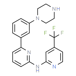 ChemSpider 2D Image | N-{6-[3-(1-Piperazinyl)phenyl]-2-pyridinyl}-4-(trifluoromethyl)-2-pyridinamine | C21H20F3N5