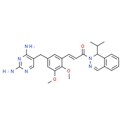 ChemSpider 2D Image | (2E)-3-{5-[(2,4-Diamino-5-pyrimidinyl)methyl]-2,3-dimethoxyphenyl}-1-(1-isopropyl-2(1H)-phthalazinyl)-2-propen-1-one | C27H30N6O3