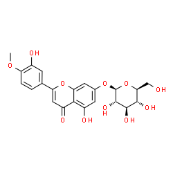 ChemSpider 2D Image | 5-Hydroxy-2-(3-hydroxy-4-methoxyphenyl)-4-oxo-4H-chromen-7-yl beta-L-glucopyranoside | C22H22O11