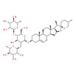ChemSpider 2D Image | (3beta,20R,22S,25S)-Spirost-5-en-3-yl 6-deoxy-alpha-L-mannopyranosyl-(1->2)-[6-deoxy-alpha-L-mannopyranosyl-(1->4)]-beta-D-glucopyranoside | C45H72O16