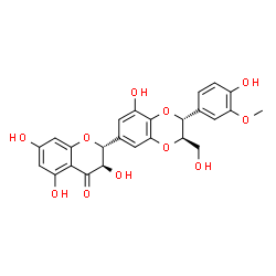 ChemSpider 2D Image | (2R,3R)-3,5,7-Trihydroxy-2-[(2R,3R)-8-hydroxy-2-(4-hydroxy-3-methoxyphenyl)-3-(hydroxymethyl)-2,3-dihydro-1,4-benzodioxin-6-yl]-2,3-dihydro-4H-chromen-4-one | C25H22O11