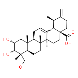 ChemSpider 2D Image | (2alpha,3alpha)-2,3,23-Trihydroxyursa-12,20(30)-dien-28-oic acid | C30H46O5