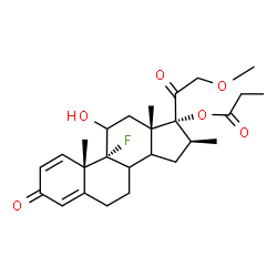 ChemSpider 2D Image | (8xi,14xi,16beta)-9-Fluoro-11-hydroxy-21-methoxy-16-methyl-3,20-dioxopregna-1,4-dien-17-yl propionate | C26H35FO6