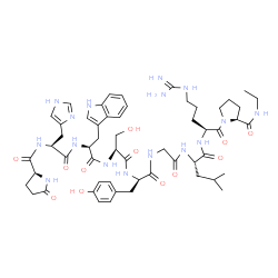 ChemSpider 2D Image | 5-Oxo-L-prolyl-L-histidyl-L-tryptophyl-L-seryl-D-tyrosylglycyl-L-leucyl-L-arginyl-N-ethyl-L-prolinamide | C55H76N16O12
