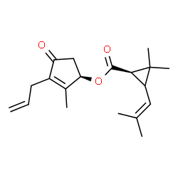 ChemSpider 2D Image | (1R)-3-Allyl-2-methyl-4-oxo-2-cyclopenten-1-yl (1R)-2,2-dimethyl-3-(2-methyl-1-propen-1-yl)cyclopropanecarboxylate | C19H26O3