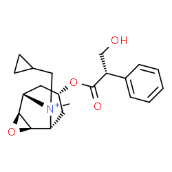 ChemSpider 2D Image | (1R,2R,4S,5S,7s)-9-(Cyclopropylmethyl)-7-{[(2S)-3-hydroxy-2-phenylpropanoyl]oxy}-9-methyl-3-oxa-9-azoniatricyclo[3.3.1.0~2,4~]nonane | C21H28NO4