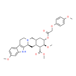 ChemSpider 2D Image | Methyl (15beta,16alpha,17beta,18alpha)-11,17-dimethoxy-18-[2-(4-methoxyphenoxy)acetoxy]yohimban-16-carboxylate | C32H38N2O8