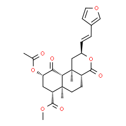 ChemSpider 2D Image | Methyl (2S,4aR,6aR,7R,9S,10aS,10bR)-9-acetoxy-2-[(E)-2-(3-furyl)vinyl]-6a,10b-dimethyl-4,10-dioxododecahydro-2H-benzo[f]isochromene-7-carboxylate | C25H30O8