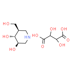 ChemSpider 2D Image | (3R,4R,5R)-5-(Hydroxymethyl)-3,4-piperidinediol 2,3-dihydroxysuccinate (1:1) | C10H19NO9