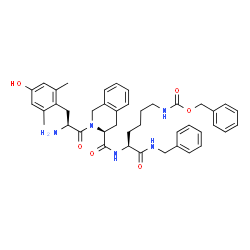 ChemSpider 2D Image | Benzyl [(5S)-6-(benzylamino)-5-({[(3S)-2-(2,6-dimethyl-L-tyrosyl)-1,2,3,4-tetrahydro-3-isoquinolinyl]carbonyl}amino)-6-oxohexyl]carbamate | C42H49N5O6
