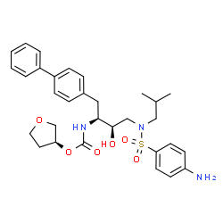 ChemSpider 2D Image | (3S)-Tetrahydro-3-furanyl [(2S,3R)-4-{[(4-aminophenyl)sulfonyl](isobutyl)amino}-1-(4-biphenylyl)-3-hydroxy-2-butanyl]carbamate | C31H39N3O6S