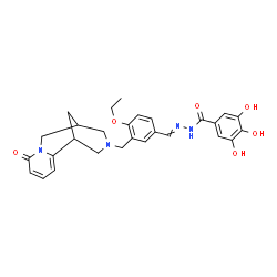 ChemSpider 2D Image | N'-{4-Ethoxy-3-[(6-oxo-7,11-diazatricyclo[7.3.1.0~2,7~]trideca-2,4-dien-11-yl)methyl]benzylidene}-3,4,5-trihydroxybenzohydrazide | C28H30N4O6