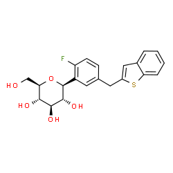 ChemSpider 2D Image | (1S)-1,5-Anhydro-1-[5-(1-benzothiophen-2-ylmethyl)-2-fluorophenyl]-D-glucitol | C21H21FO5S