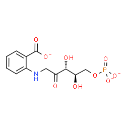 ChemSpider 2D Image | 1-[(2-Carboxylatophenyl)amino]-1-deoxy-5-O-phosphonato-D-ribulose | C12H13NO9P