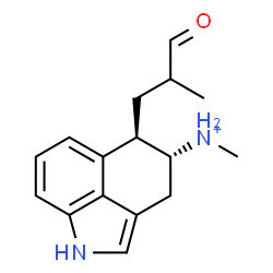 ChemSpider 2D Image | (4R,5R)-N-Methyl-5-(2-methyl-3-oxopropyl)-1,3,4,5-tetrahydrobenzo[cd]indol-4-aminium | C16H21N2O